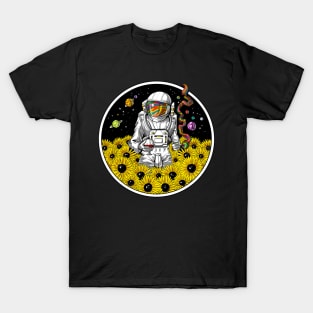 Psychedelic Sunflowers Astronaut T-Shirt